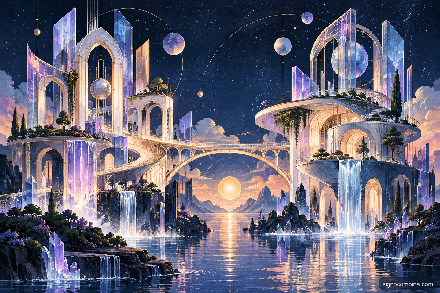 Ilustração celeste do encontro entre Aquário e Aquário