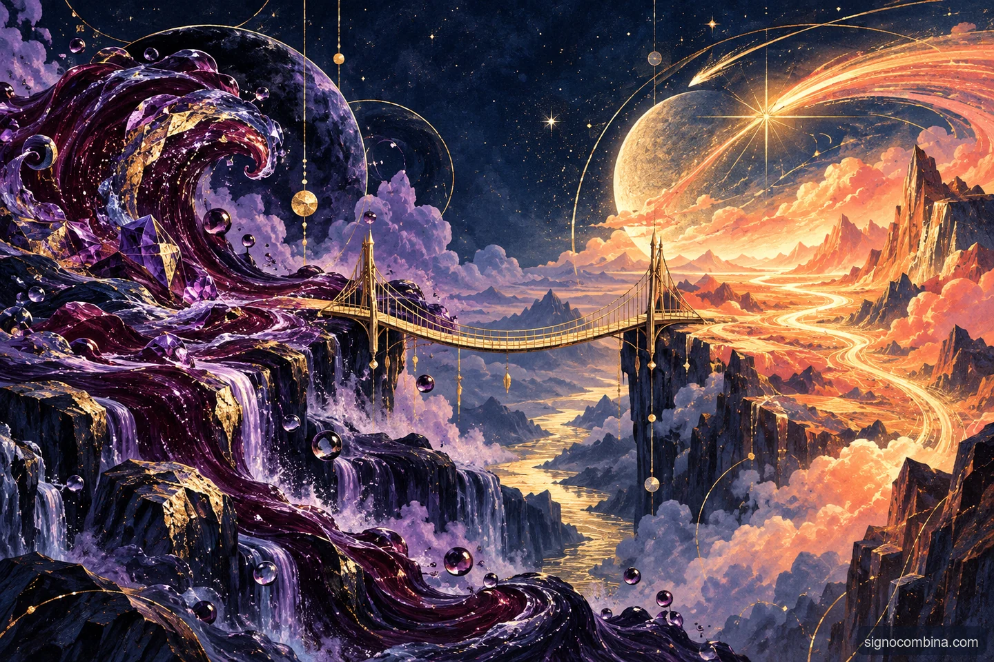 Ilustração celeste do encontro entre Escorpião e Sagitário