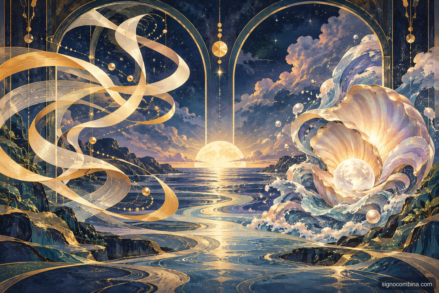 Ilustração celeste do encontro entre Gêmeos e Câncer