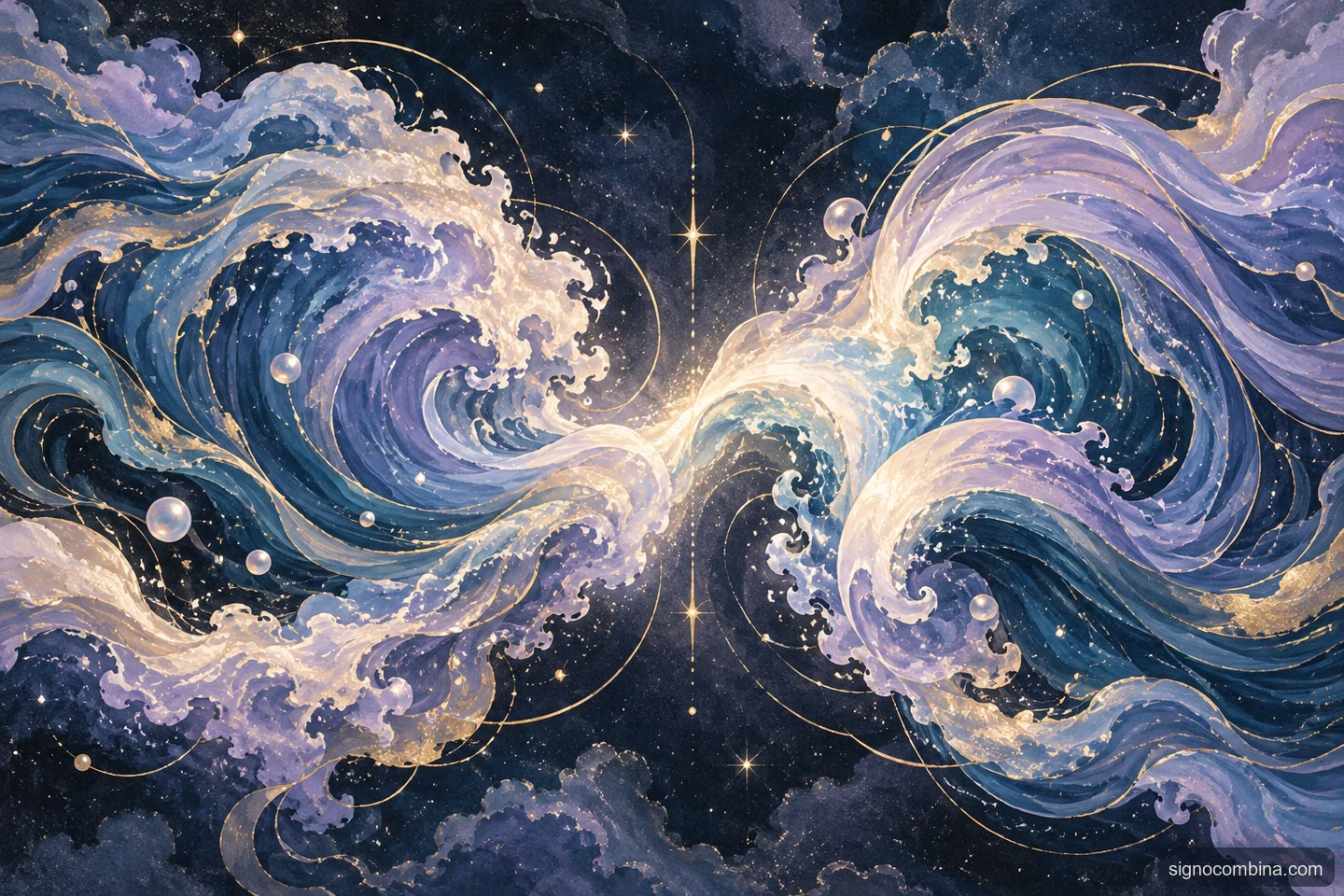 Ilustração celeste da energia de Peixes