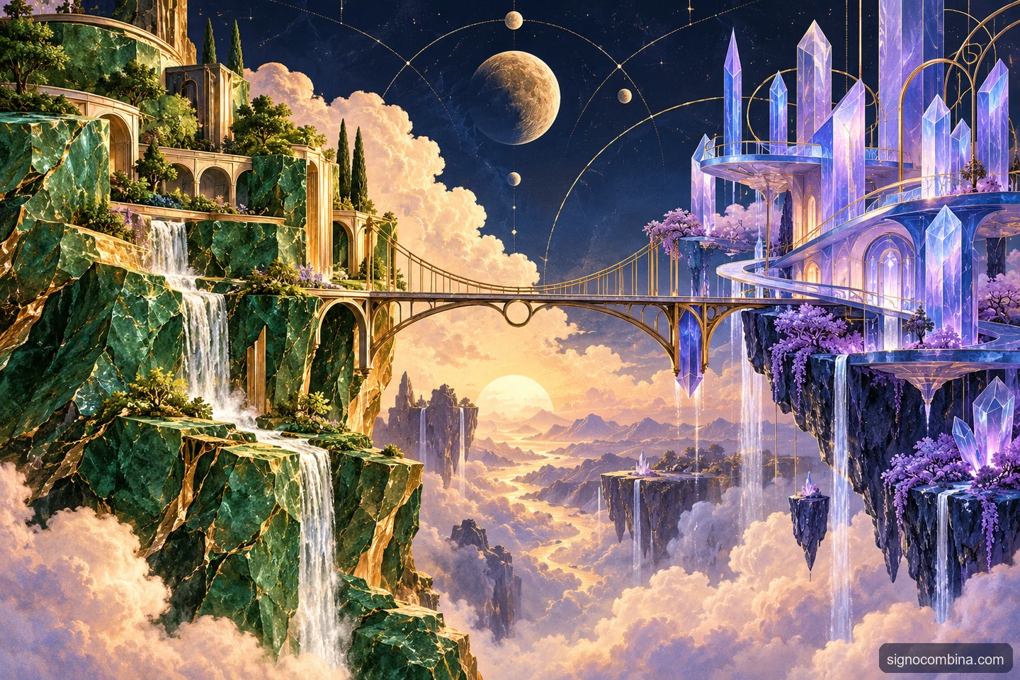 Ilustração celeste do encontro entre Touro e Aquário