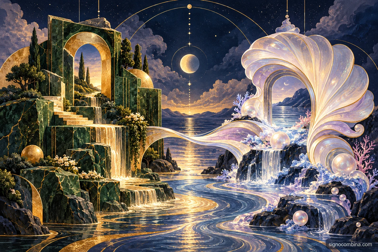 Ilustração celeste do encontro entre Touro e Câncer