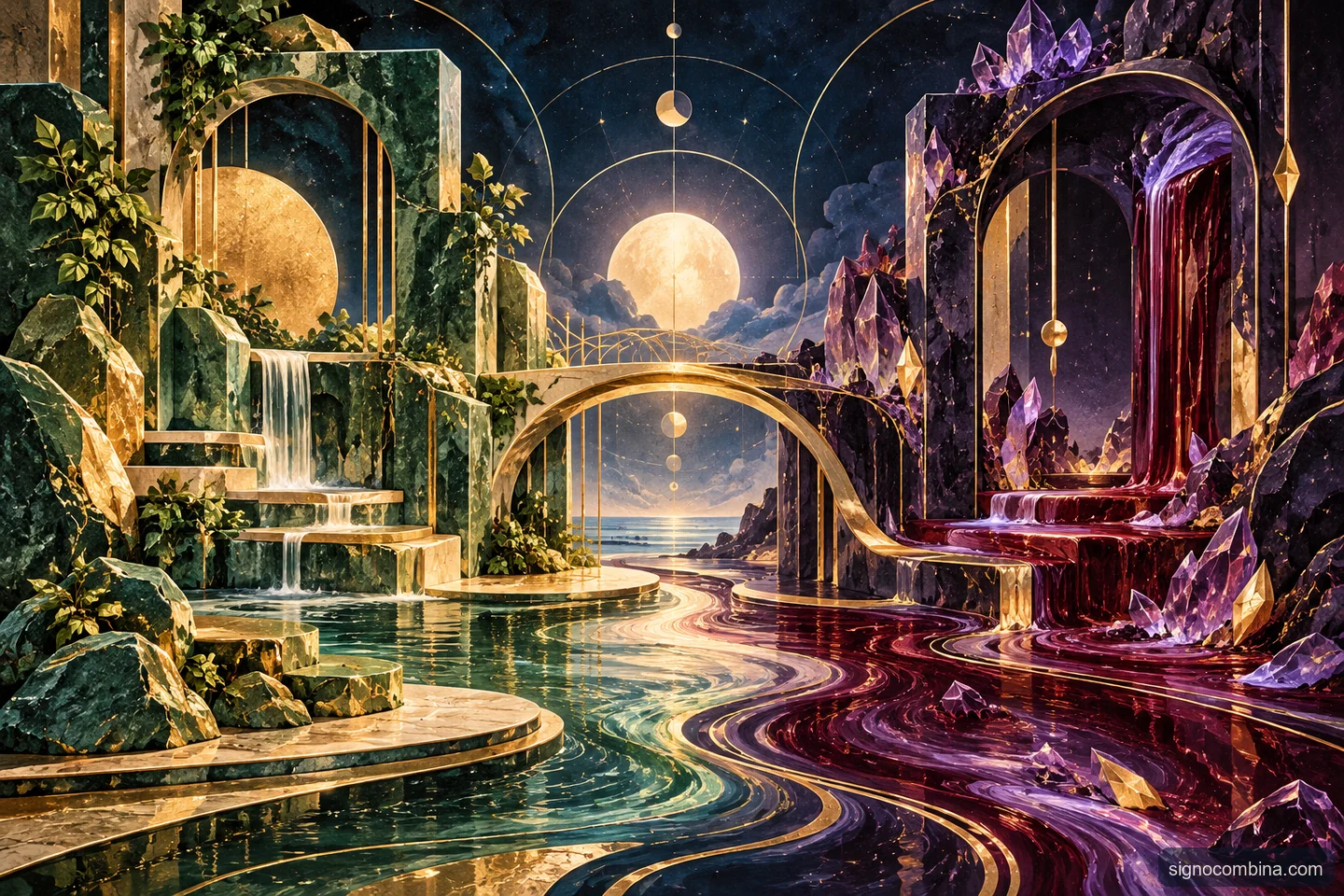 Ilustração celeste do encontro entre Touro e Escorpião