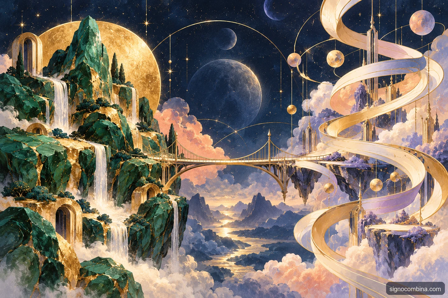 Ilustração celeste do encontro entre Touro e Gêmeos