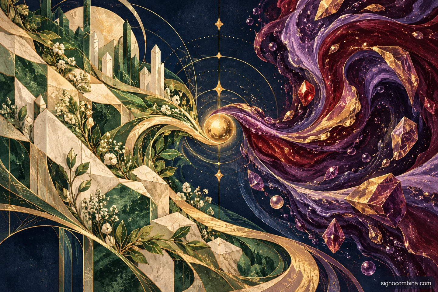 Ilustração celeste do encontro entre Virgem e Escorpião
